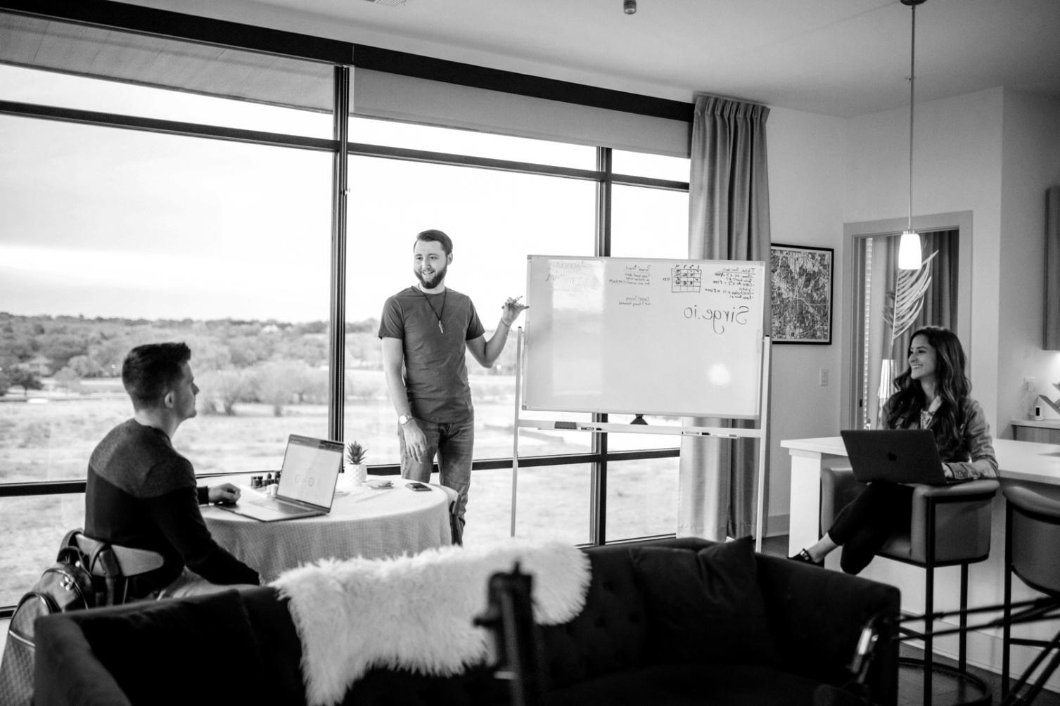 Modern office environment focused on financial consulting and data analysis